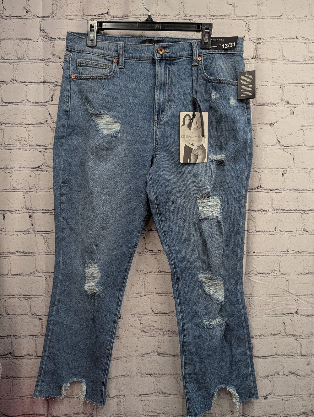 Kendall & Kylie Distressed Blue Boyfriend Jeans